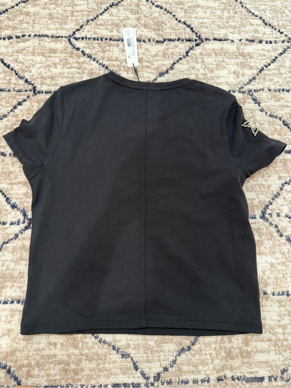 Alice + Olivia Black Short-Sleeve Tee with Mesh Stars - Picture 3 of 3